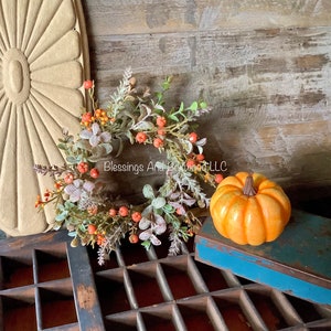 Pumpkin Berry Candle Wreath, Fall Pumpkin Wreath, Thanksgiving Candle Wreath, Orange Berry Wreath image 10