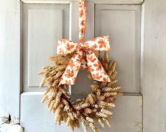 Wheat Wreath, Fall Wreath, Beige Wreath, Neutral Fall Decor, Thanksgiving Table Decorations, Harvest Decor, Candle Ring