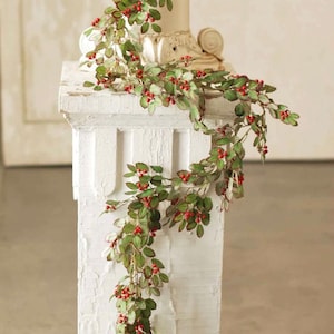 Christmas Holly Berry Garland | Christmas Holly Garland | Red and Green Garland | Christmas Mantle Garland