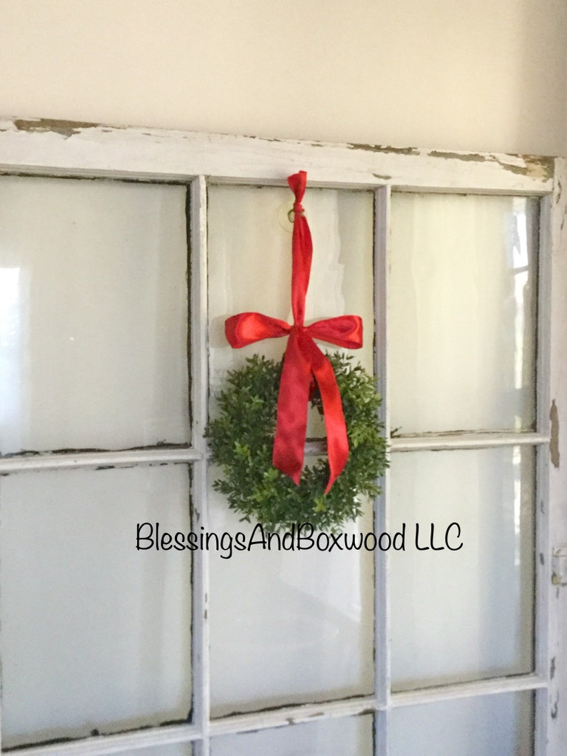 Christmas Boxwood Window Wreath, Christmas Boxwood Wreath, Christmas Window Wreath, Christmas Boxwood Wreath image 1