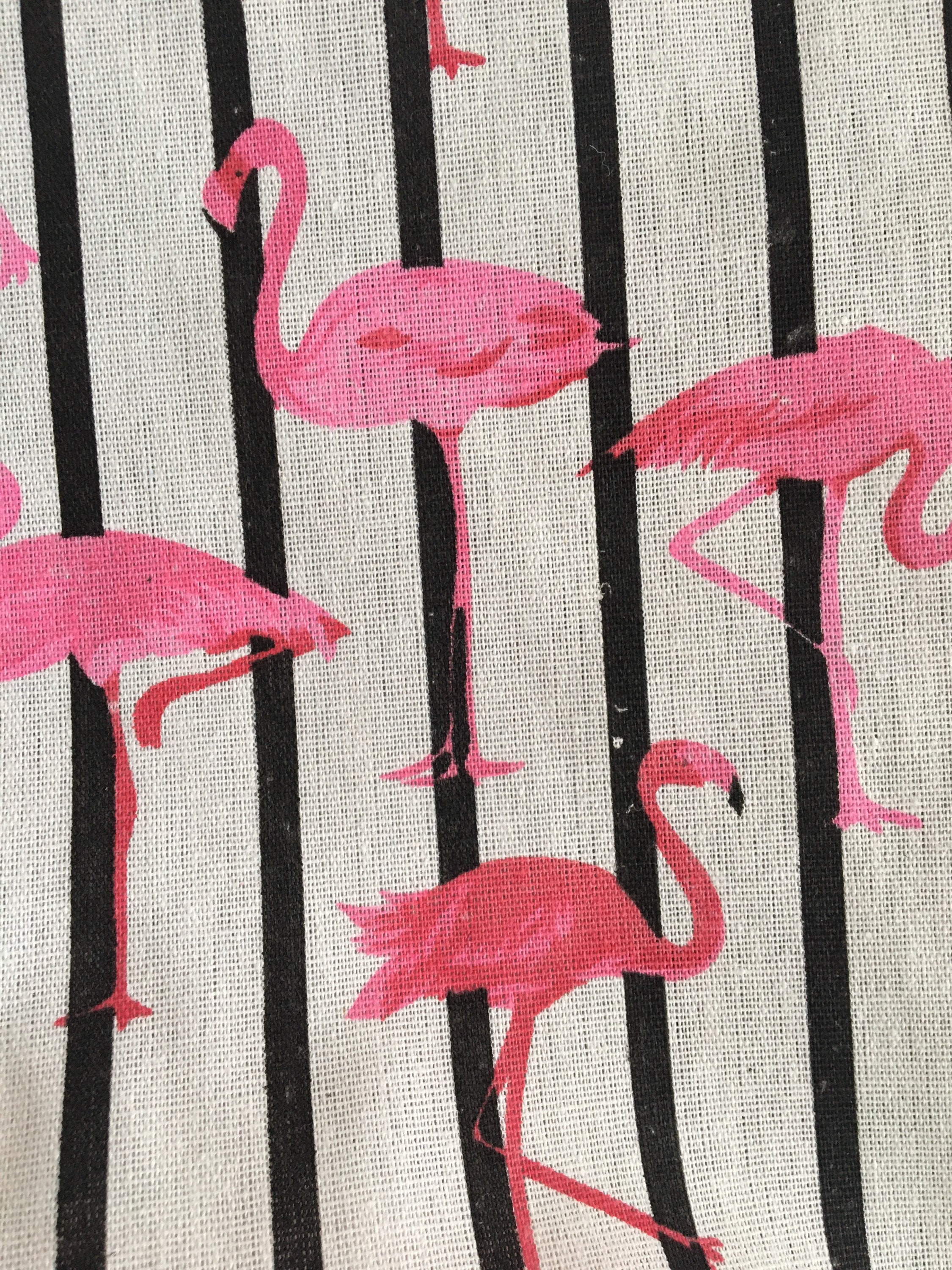 Rustic Flamingo stripe cotton canvas fabric by the metre | Etsy