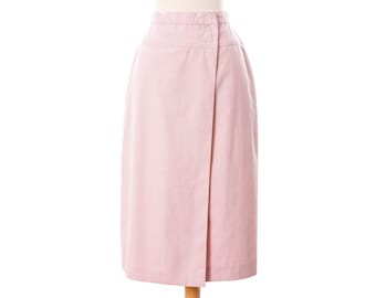 Vintage 1970s Wrap Skirt, Pale Pink 70s 80s A-Line Skirt by Bobbie Brooks size X-Small