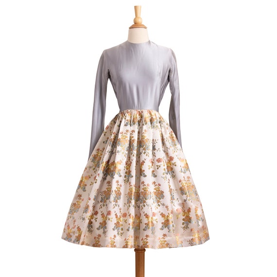 Vintage 1950s Evening Dress, Designer 50s 60s Flor