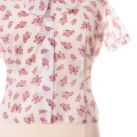 Vintage 1960s Novelty Blouse, Pink Butterfly Prin… - image 5