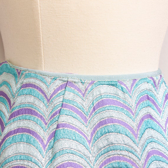 XL 1970s Metallic Blue Maxi Skirt