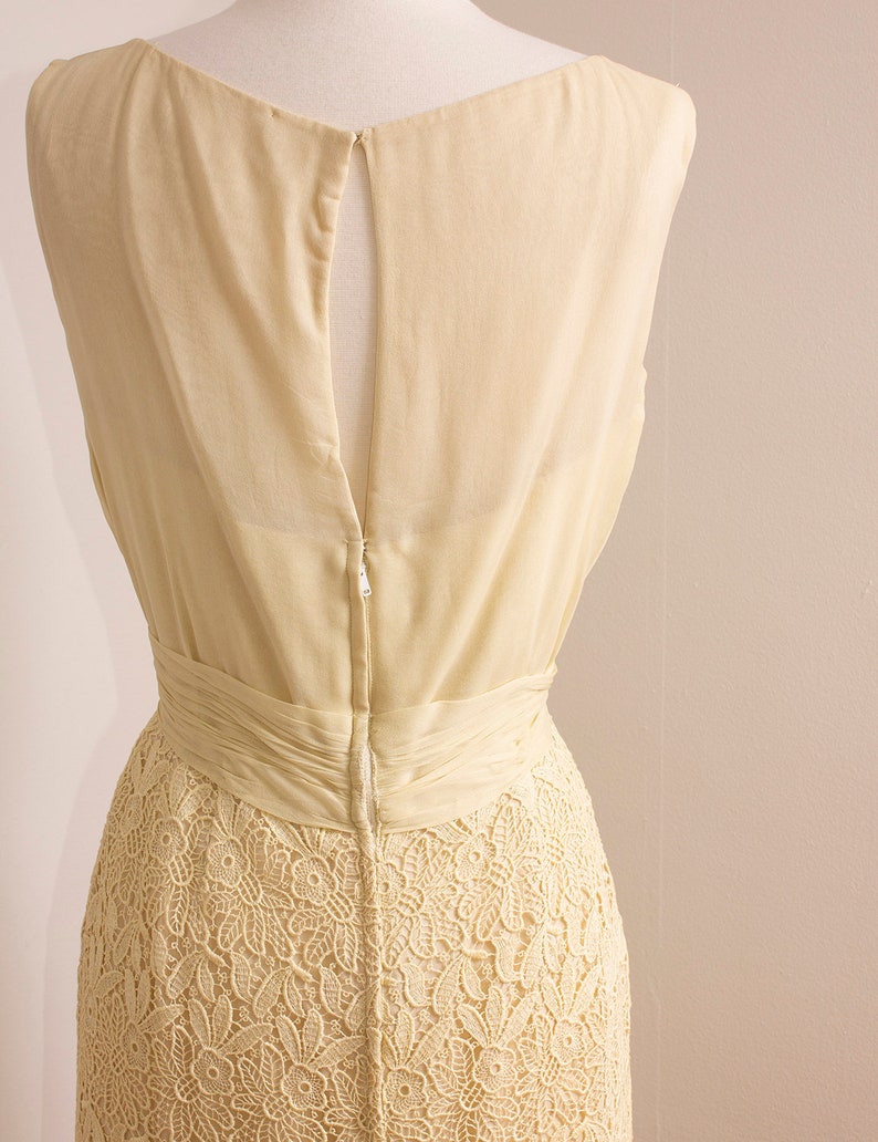 CLEARANCE SALE Vintage 1960s Cream Lace Suit Designer 60s Silk Two Piece Outfit by Ceil Chapman Size Small