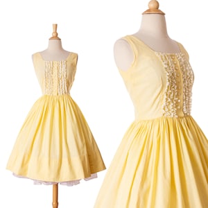 butter yellow fit and flare dress BUTTER YELLOW CREPE FIT AND FLARE DRESS WITH OVERLAY main image 0