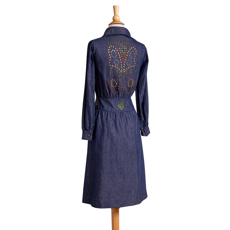 denim and rhinestone dress