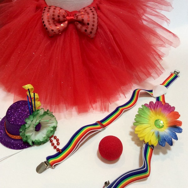 Rainbow Clown costume, Clown tutu, birthday clown, circus party, birthday tutu, clown birthday, Halloween costume, pageant,recital