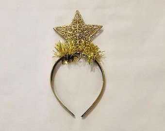 gold silver Christmas star headband, xmas tree topper headband, christmas star, christmas headband, star headband, tacky christmas sweater