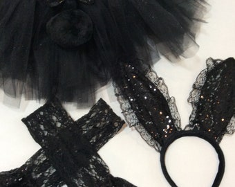 black bunny costume, halloween costume, sexy rabbit costume, rabbit tutu, black white rabbit costume, baby costume, adult rabbit costume