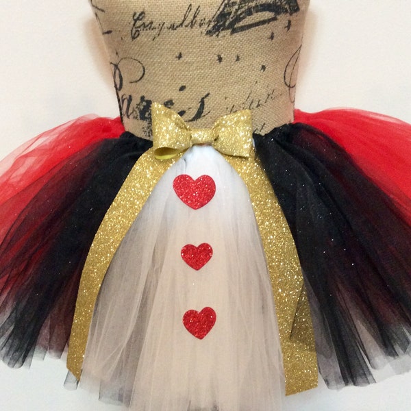 Queen of hearts costume, queen of hearts tutu, queen of hearts crown, Halloween costume, heart tutu, kid costume, adult costume