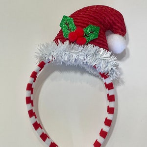 santa hat headband, santa hat, christmas headband, elf  headband, ugly christmas sweater, tacky christmas sweater, elf hat headband