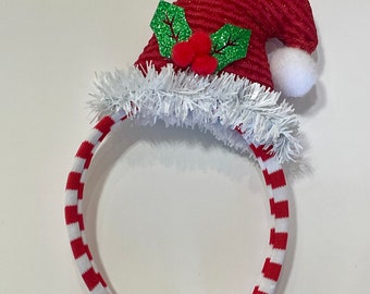 santa hat headband, santa hat, christmas headband, elf  headband, ugly christmas sweater, tacky christmas sweater, elf hat headband