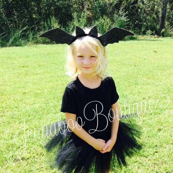 Bat Headband Black Glitter Child Purple Bat Headband Black Glitter Child Purple