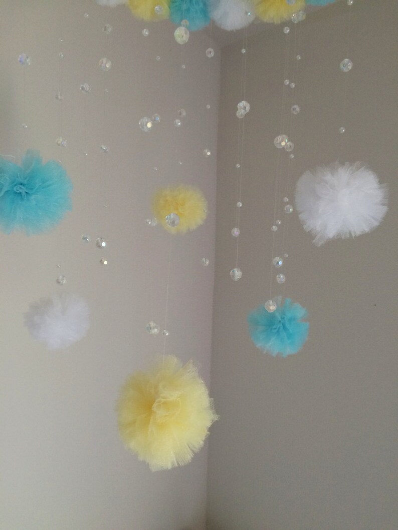 Blue and yellow crystal baby mobile princess baby mobile Etsy