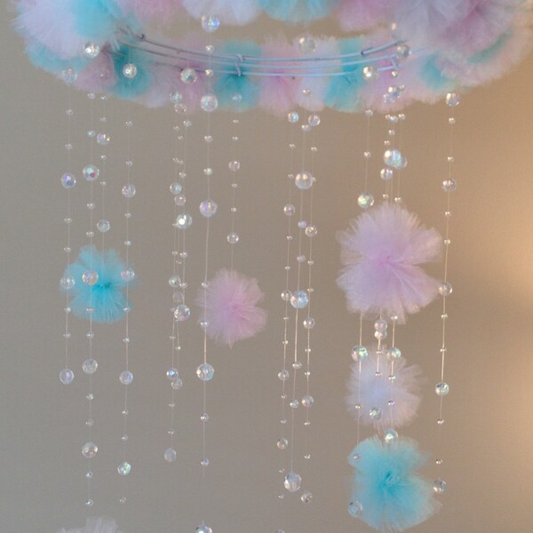 crystal baby mobile, princess baby mobile, princess decoration, baby mobile, baby girl mobile, nursery decoration, baby girl