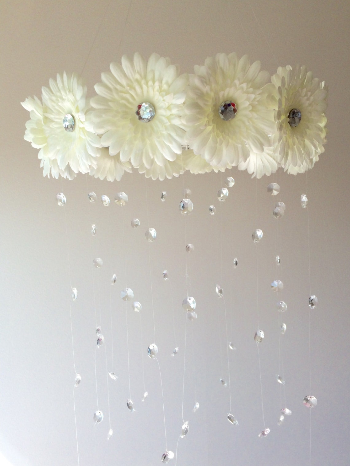 Flower Baby Mobile Baby Girl Mobile White Mobile Baby Etsy