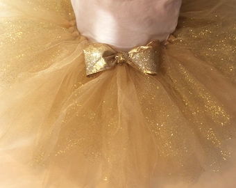 Gold tutu, glitter tutu, gold glitter tutu, newborn tutu, baby tutu, gold baby tutu, gold bow, chic tutu, chic baby