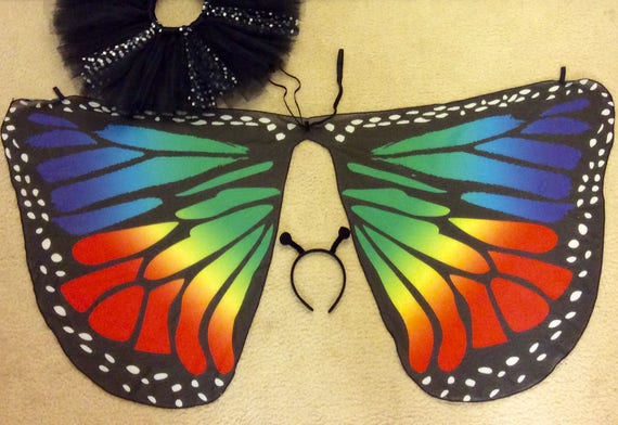 Adult Rainbow Butterfly Costume Butterfly Wings Butterfly Costume Rainbow Butterfly Wings Rainbow Butterly Halloween Costume