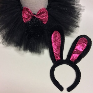 black bunny costume, bunny halloween costume, rabbit costume, rabbit tutu, black pink rabbit costume, baby costume, adult rabbit costume