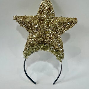 grote gouden kerstster hoofdband, kerstboom topper hoofdband, kerstster, kerst hoofdband, ster hoofdband, plakkerige kersttrui
