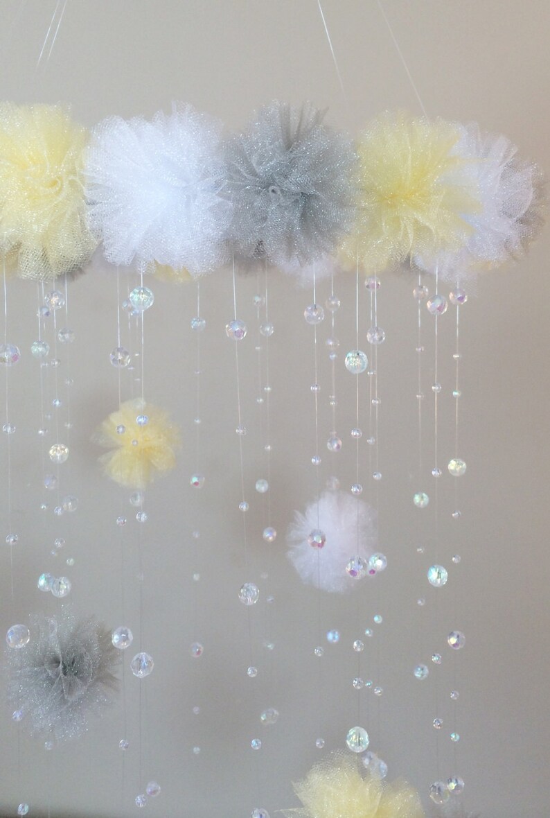 Yellow and Grey Crystal Baby Mobile Princess Baby Mobile Etsy
