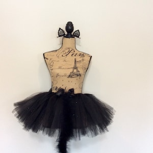 Cat costume, black cat costume, baby cat costume, halloween cat costume, black cat tutu, black tutu, girl cat costume, pink cat, cat clips