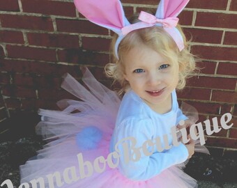 Easter tutu, pink easter tutu,pink easter bunny tutu, bunny headband, pink bunny ears, easter bunny ears, rabbit tutu, rabbit tutu costume