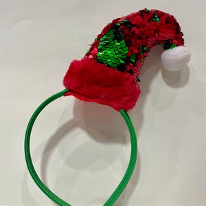 santa hat headband, santa hat, christmas headband, elf  headband, ugly christmas sweater, tacky christmas sweater, elf hat headband