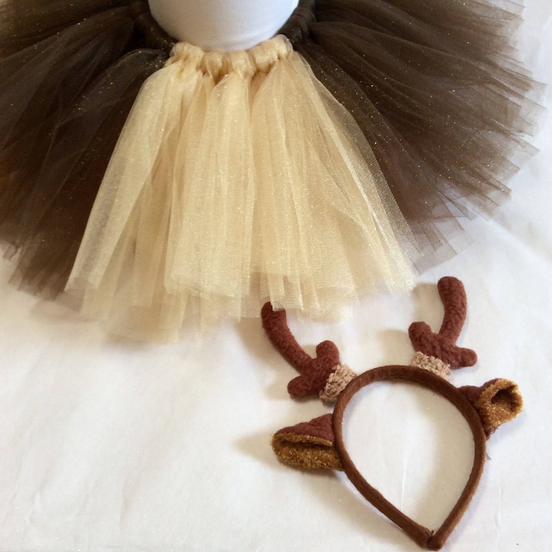Girls TuTu Skirt & Deer Antlers Headband Cosplay Costume