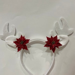 White reindeer antlers, antlers headband, Christmas antlers headband, Christmas headband, reindeer antlers, Christmas reindeer headband