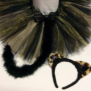 Leopard cat tutu costume, black gold cat costume, halloween costume, leopard tutu, leopard costume, baby costume, adult costume