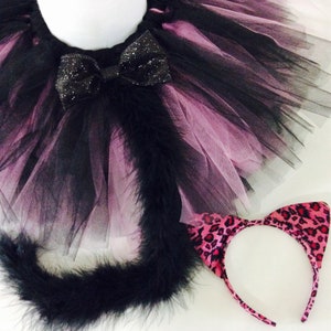Pink leopard tutu costume, black pink cat costume, halloween costume, leopard tutu, leopard costume, baby costume, adult costume