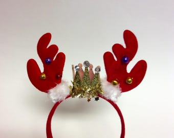 christmas antler headband, princess antler headband, reindeer antlers, festive reindeer antlers, christmas headband, tacky christmas sweater