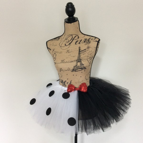 Dalmatian skirt, Dalmatian tutu, Cruella Deville tutu, cruella Deville skirt, black white dog costume, dog tutu