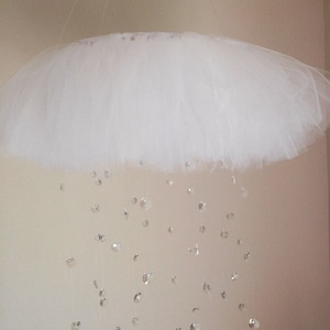 crystal baby mobile, AVAILABLE in OTHER COLORS,princess baby mobile,princess decoration, tutu mobile, tutu decor, white baby mobile