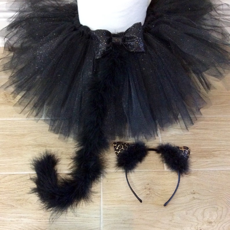 Leopard Cat Tutu Costume Black Gold Cat Costume Halloween Etsy