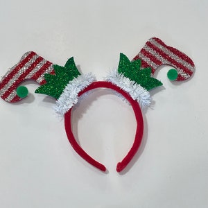 santa hat headband, santa hat, christmas headband, elf  headband, ugly christmas sweater, tacky christmas sweater, elf hat headband