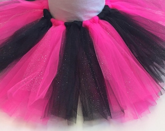 pink and black tutu, glitter tutu, hot pink tutu, baby tutu, adult tutu, fun run tutu, colorful tutu, purple black tutu, red black tutu