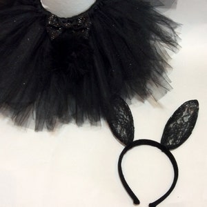 black bunny costume, bunny halloween costume, rabbit costume, rabbit tutu, black white rabbit costume, baby costume, adult rabbit costume