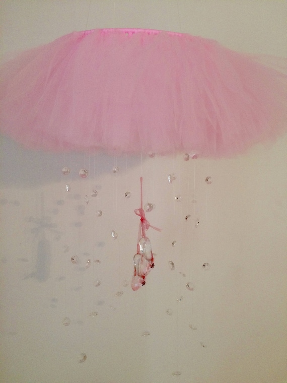 Crystal ballet slipper baby mobile, tutu baby mobile, pink mobile, princess baby mobile, ballerina decor, princess decor, ballerina mobile