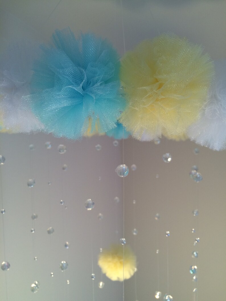 Blue and yellow crystal baby mobile princess baby mobile Etsy