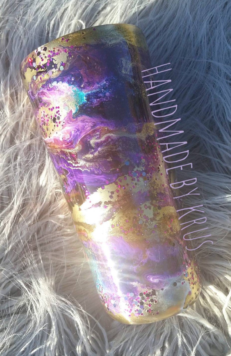 Alcohol ink swirl tumbler glitter tumbler swirly colors Etsy