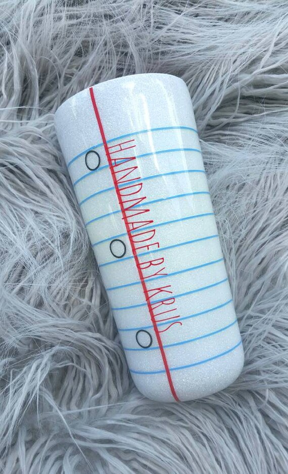 Notebook paper glitter tumbler paper tumbler white glitter Etsy