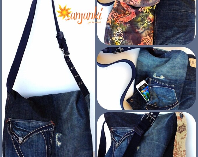 Messenger Bag up Cycled Denim Monarchy Jeans School Bag Etsy