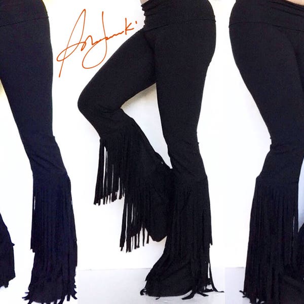 Fringe Leggings, Festival Pants, Tassle Boho Pants, Long, Burning Man, Fringe, Country, Rocker, Hippie, Hippy, Tie Dye, Low Hip, Tassels