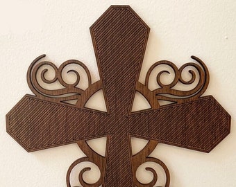Cruz decorativa, decoración religiosa, cruz de fantasía, cruz hecha a mano