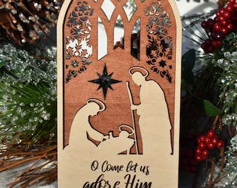 Decoración de pesebre, decoración navideña, adorno para estantería navideña