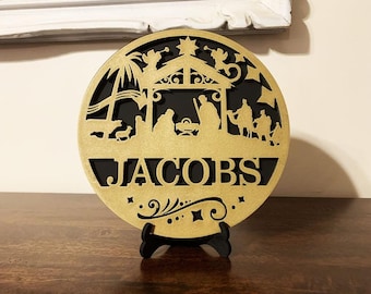 Decoración de belén personalizada, decoración de pesebre personalizada, decoración navideña, decoración navideña, estante navideño